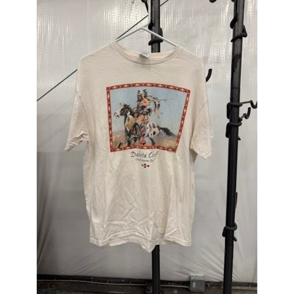 Delta Pro Weight Vintage Charles Marion Russell Dakota Chief Graphic Tee Mens L